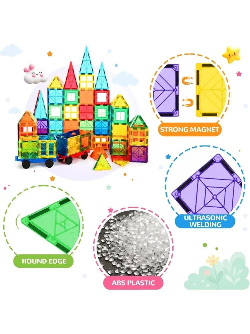 100 Pcs Magnetic Building Blocks Set - 3D Educational Construction Toys for Kids